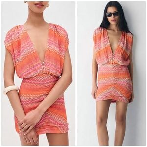AZULU Columbia Knit Pink Orange Dress, XS